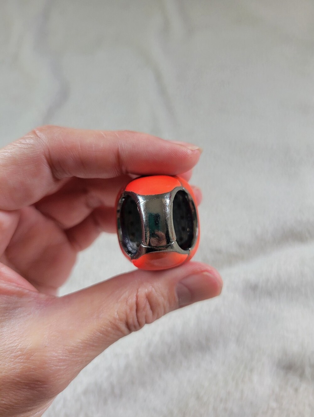 GUC Bold Chunky Mod Coral Pink Cocktail Statement Stretch Ring (US 7.5) - Picture 6 of 15